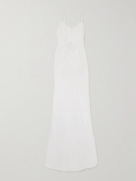  Rosamosario Rosamosario - Chantilly Lace And Silk-organza Maxi Dress - White 