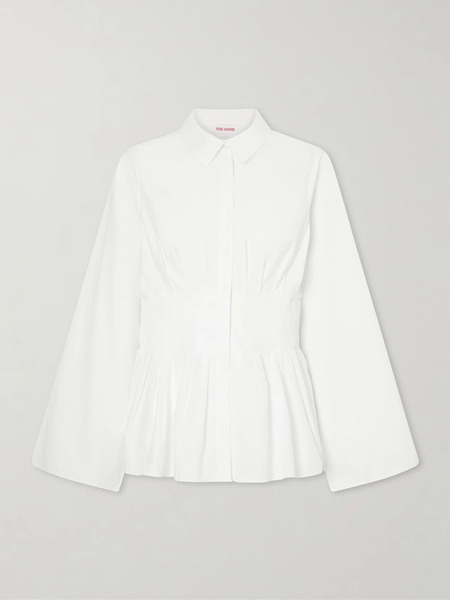  Rosie Assoulin Rosie Assoulin - Boogie Woogie Bugle Boy Shirred Cotton-poplin Blouse - White 