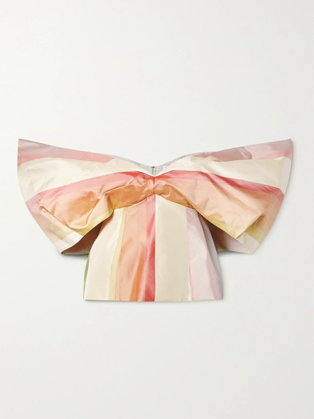  Rosie Assoulin Rosie Assoulin - Making Your Point Off-the-shoulder Striped Silk-taffeta Top - Pink 