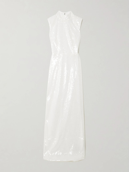 Rotate Birger Christensen Rotate Birger Christensen - Sequined Recycled-satin Maxi Dress - White 