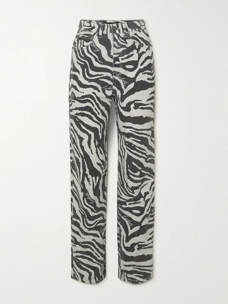  Rotate Birger Christensen Rotate Birger Christensen - Zebra-print Organic Denim High-rise Straight-leg Jeans - Zebra Print 
