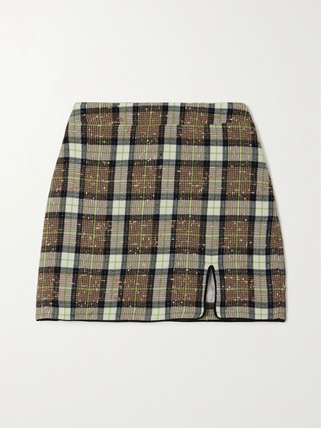  Rowen Rose Rowen Rose - Checked Tweed Mini Skirt - Brown 