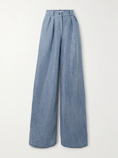  Rowen Rose Rowen Rose - Crystal-embellished Low-rise Boyfriend Jeans - Light Denim 
