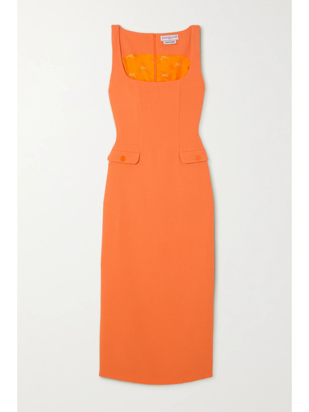  Rowen Rose Rowen Rose - Wool-crepe Midi Dress - Orange 