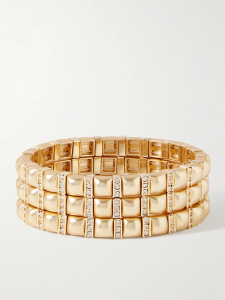  Roxanne Assoulin Roxanne Assoulin - Set Of Three Gold-tone Crystal Bracelets - One Size 