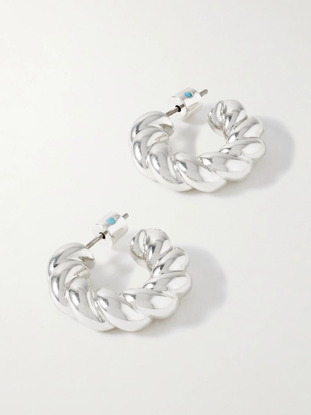  Roxanne Assoulin Roxanne Assoulin - The Rope Chain Silver-tone Hoop Earrings - One Size 
