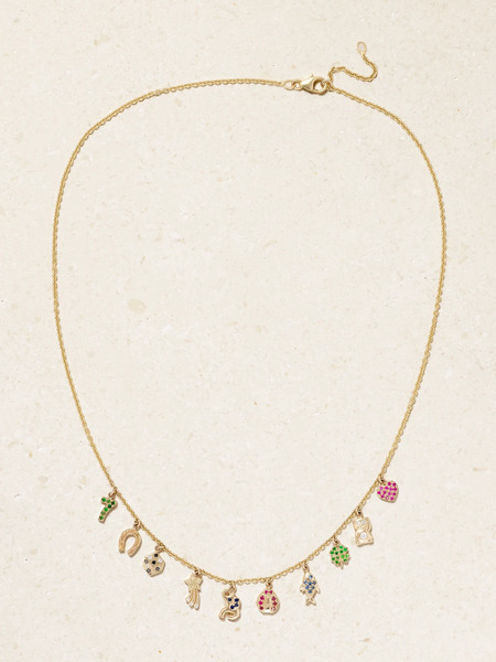  Roxanne First Roxanne First - All The Luck Charm 14-karat Gold Sapphire Necklace - Multi 