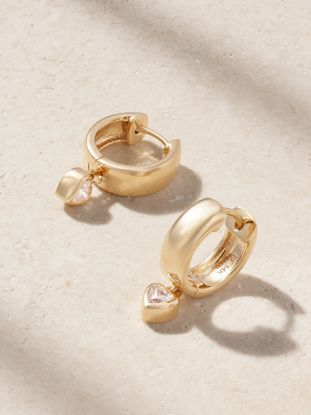  Roxanne First Roxanne First - Everyday Drop 14-karat Gold Diamond Hoop Earrings - One Size 