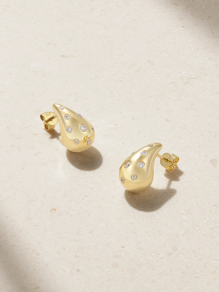  Roxanne First Roxanne First - Happy Tears 14-karat Gold Diamond Earrings - One Size 