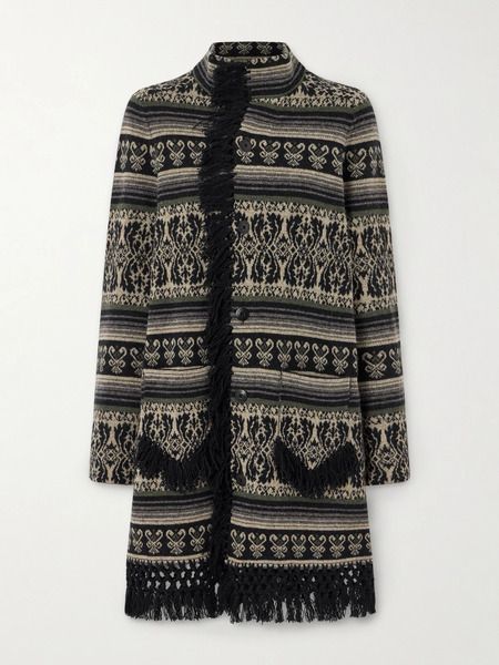  Rrl Rrl - Amelia Fringed Jacquard-knit Wool And Cashmere-blend Sweater - Black 