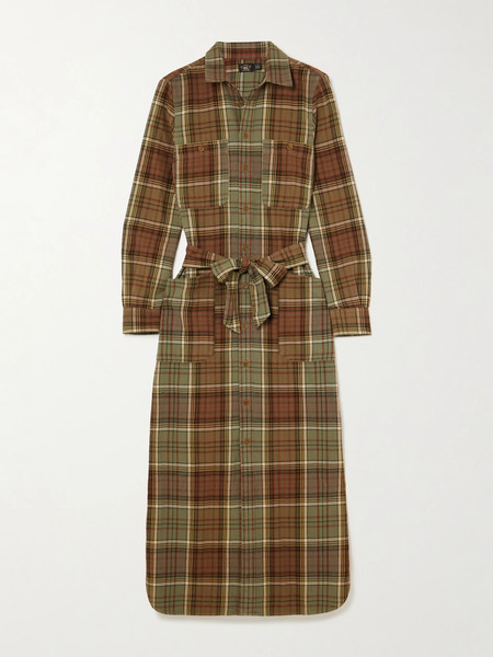  Rrl Rrl - Selina Belted Checked Cotton-flannel Maxi Shirt Dress - Multi 