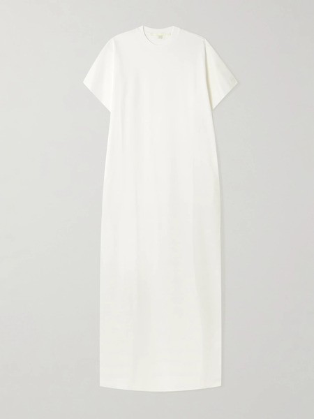  Rùadh Rùadh - Braun Embroidered Organic Cotton-jersey Maxi Dress - White 