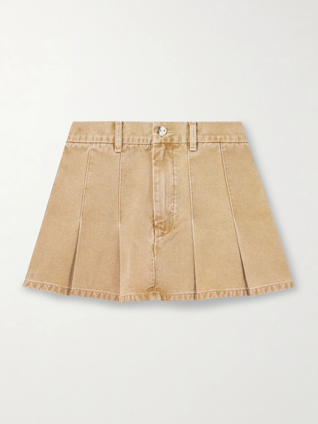  Rùadh Rùadh - The Kenna Pleated Cotton-canvas Mini Skirt - Tan 