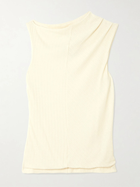  Rùadh Rùadh - Toga Draped Ribbed Organic Cotton And Modal-blend Top - Cream 