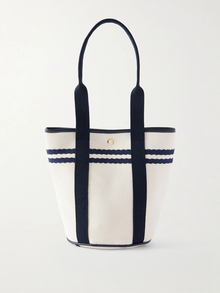 Rue De Verneuil Rue De Verneuil - Bucket Leather And Webbing-trimmed Canvas Tote - White 
