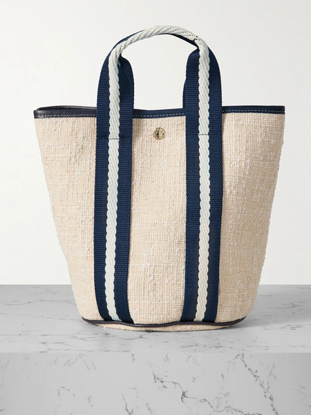  Rue De Verneuil Rue De Verneuil - Cruise Bucket Summer Small Leather- And Webbing-trimmed Canvas Tote - Beige 