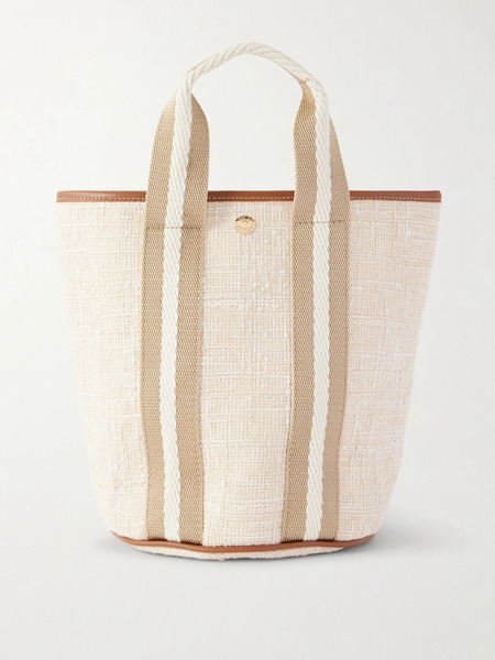  Rue De Verneuil Rue De Verneuil - Cruise Small Leather-trimmed Tweed Tote - Beige 