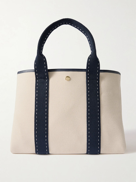  Rue De Verneuil Rue De Verneuil - Sellier Medium Leather- And Webbing-trimmed Canvas Tote - White 