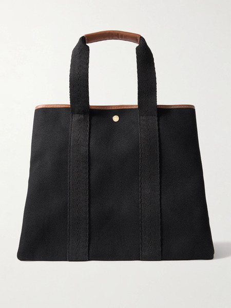  Rue De Verneuil Rue De Verneuil - Traversée Large Leather- And Webbing-trimmed Herringbone Canvas Tote - Black 