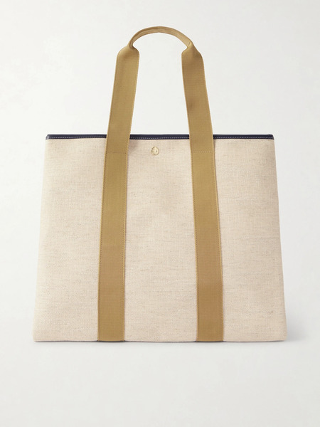  Rue De Verneuil Rue De Verneuil - Traversée Shaggy Large Webbing And Leather-trimmed Canvas Tote - Beige 
