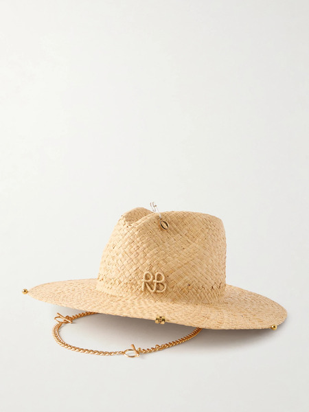  Ruslan Baginskiy Ruslan Baginskiy - Embellished Straw Fedora - Neutral 