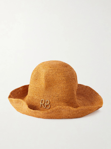 Ruslan Baginskiy Ruslan Baginskiy - Monogram-embellished Straw Bucket Hat - Beige 