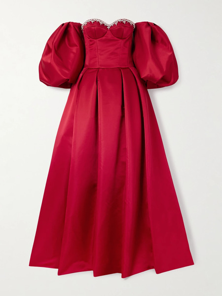  Sabina Bilenko Sabina Bilenko - Off-the-shoulder Crystal-embellished Mikado Gown - Red 