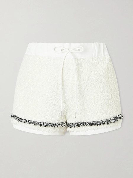  Sacai Sacai - Canvas-trimmed Bouclé-tweed Shorts - Off-white 
