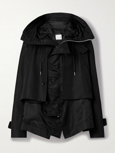  Sacai Sacai - Paneled Cotton-blend Gabardine And Padded Shell Jacket - Black 