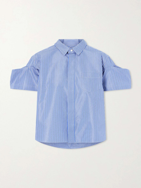  Sacai Sacai - Striped Cotton-blend Poplin Shirt - Blue 