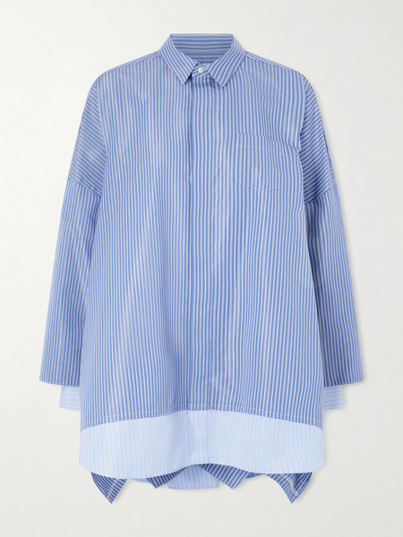  Sacai Sacai - Striped Cotton-blend Poplin Shirt - Blue 
