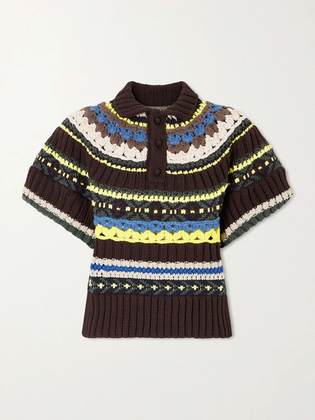  Sacai Sacai - Striped Knitted Polo Shirt - Multi 