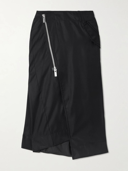  Sacai Sacai - Wrap-effect Shell Midi Skirt - Black 