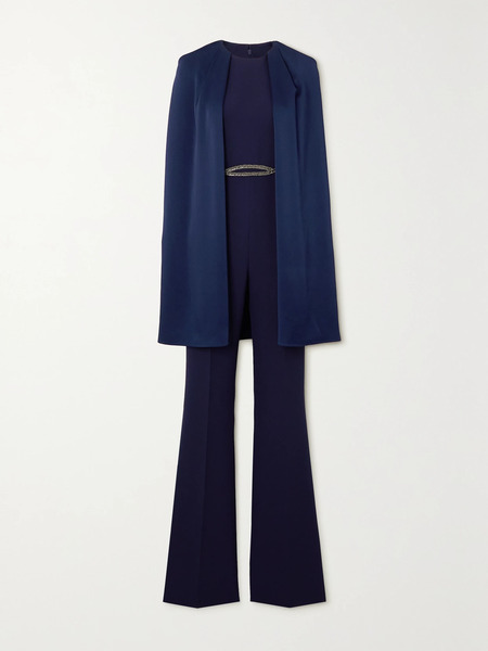  Safiyaa Safiyaa - Aisling Embellished Stretch-cady And Satin Jumpsuit - Royal Blue 