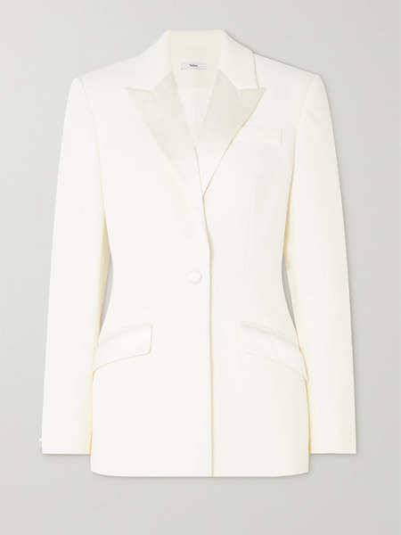 Safiyaa Safiyaa - Arlene Satin-trimmed Stretch-crepe Blazer - White 