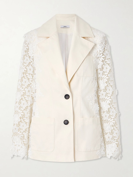  Safiyaa Safiyaa - Cannis Cotton-drill And Guipure-lace Blazer - Ivory 