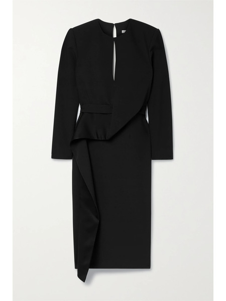  Safiyaa Safiyaa - Dalia Draped Cady Midi Dress - Black 
