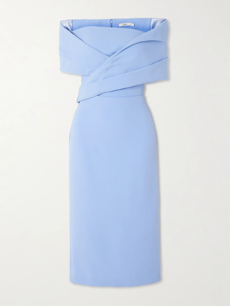  Safiyaa Safiyaa - Iana Off-the-shoulder Draped Crepe Midi Dress - Light Blue 