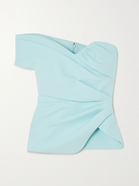  Safiyaa Safiyaa - Jolee Asymmetric Ruched Stretch-crepe Top - Light Blue 