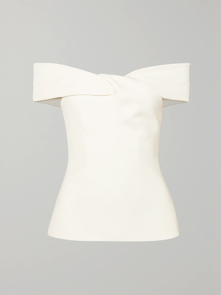  Safiyaa Safiyaa - Off-the-shoulder Twist-front Crepe Top - Ivory 