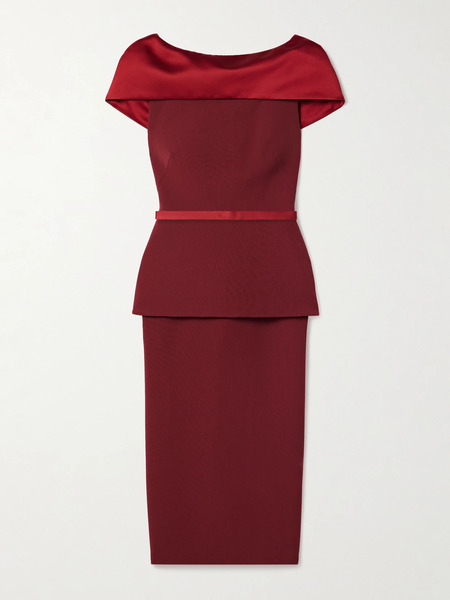  Safiyaa Safiyaa - Rella Satin-trimmed Crepe Midi Dress - Burgundy 