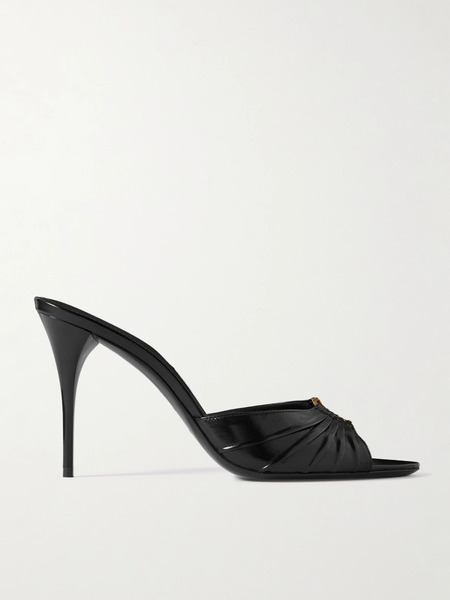  Saint Laurent Saint Laurent - Babylone Embellished Gathered Glossed-leather Mules - Black 