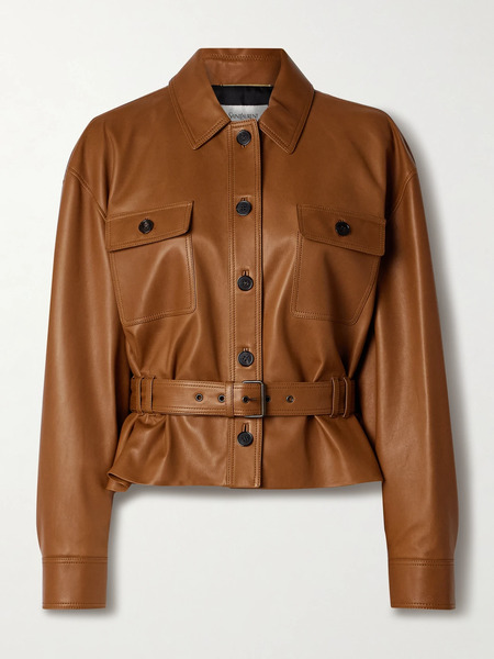  Saint Laurent Saint Laurent - Belted Leather Jacket - Brown 