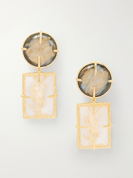  Saint Laurent Saint Laurent - Bo Rondes Et Rectangles Gold-plated Earrings - One Size 