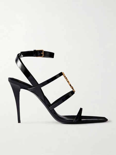  Saint Laurent Saint Laurent - Cassandra Embellished Patent-leather Pumps - Black 