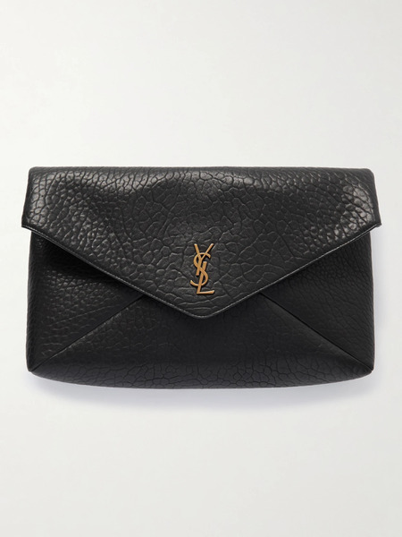  Saint Laurent Saint Laurent - Cassandre Large Textured-leather Clutch - Black 