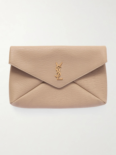  Saint Laurent Saint Laurent - Cassandre Large Textured-leather Clutch - Gray 
