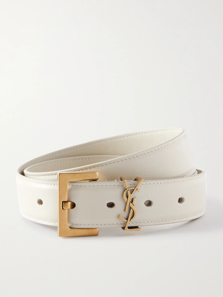  Saint Laurent Saint Laurent - Cassandre Leather Belt - Cream 