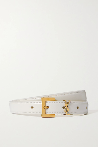  Saint Laurent Saint Laurent - Cassandre Leather Belt - Off-white 