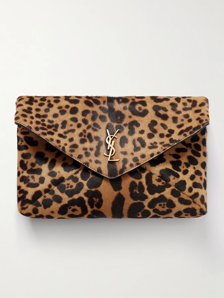 Saint Laurent Saint Laurent - Cassandre Leather-trimmed Leopard-print Calf Hair Shoulder Bag - Leopard Print 